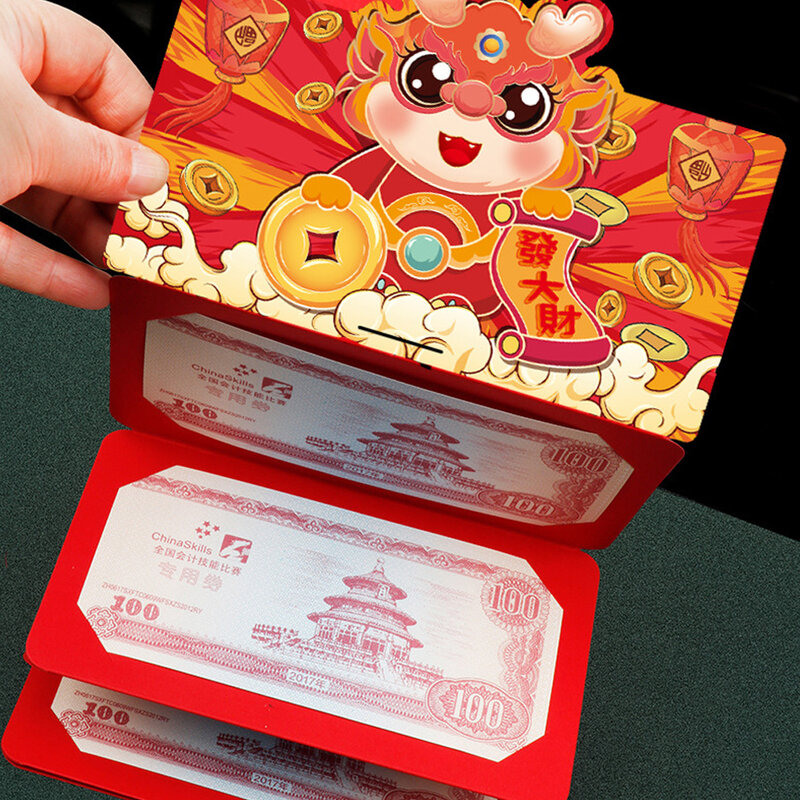 Sobres Rojos plegables de Año Nuevo Chino, paquete rojo de dinero de la suerte, boda, cumpleaños Hongbao, 2024