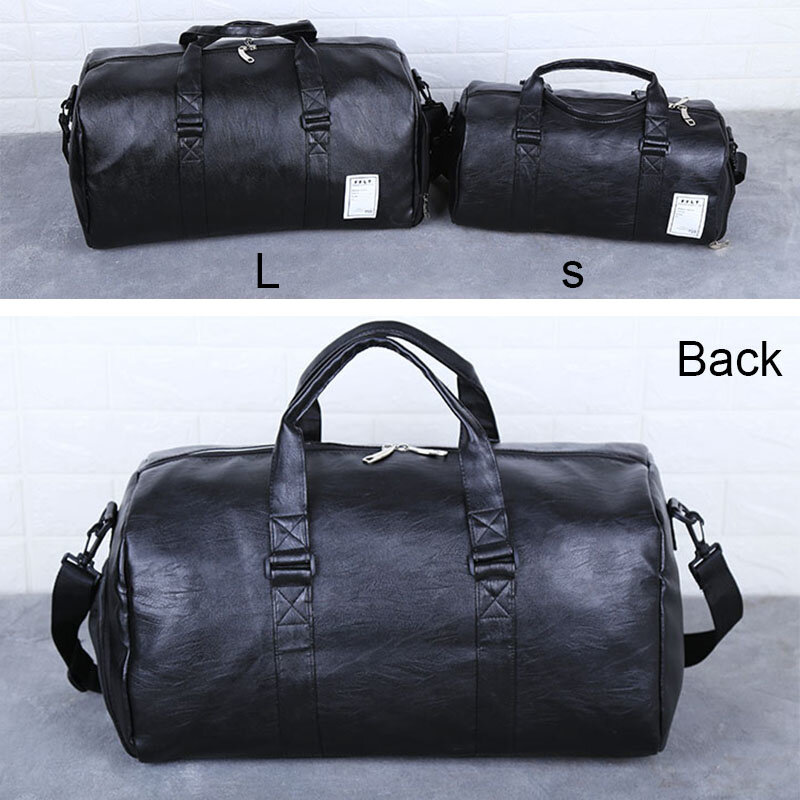 Tas traveling kulit PU pria dan wanita, tas koper olahraga luar ruangan, tas tangan kapasitas besar, tas kulit PU untuk pria dan wanita