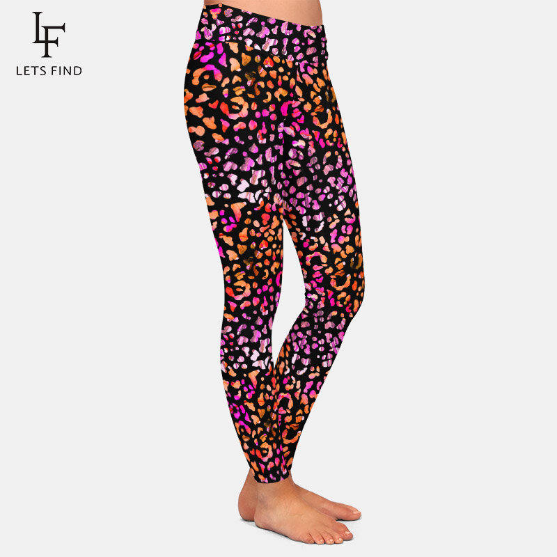 Letsfind alta quaility sexy leopard impressão feminino leggings elásticos nova moda de cintura alta aptidão leggings completos