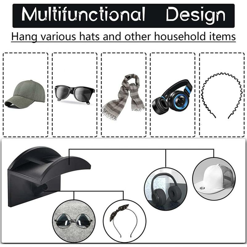 1-5PCS Adhesive Hat Hooks For Wall Mounted Hat Racks Portable Non Drilled Multi-purpose Sturdy Headgear Stand Househeld Storage