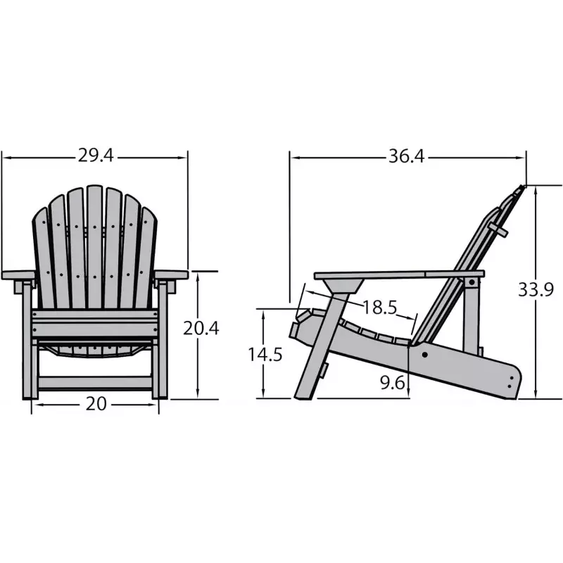 Highwood Hamilton silla Adirondack plegable y reclinable, hecha en los Estados Unidos, Adulto, Nantucket Blue