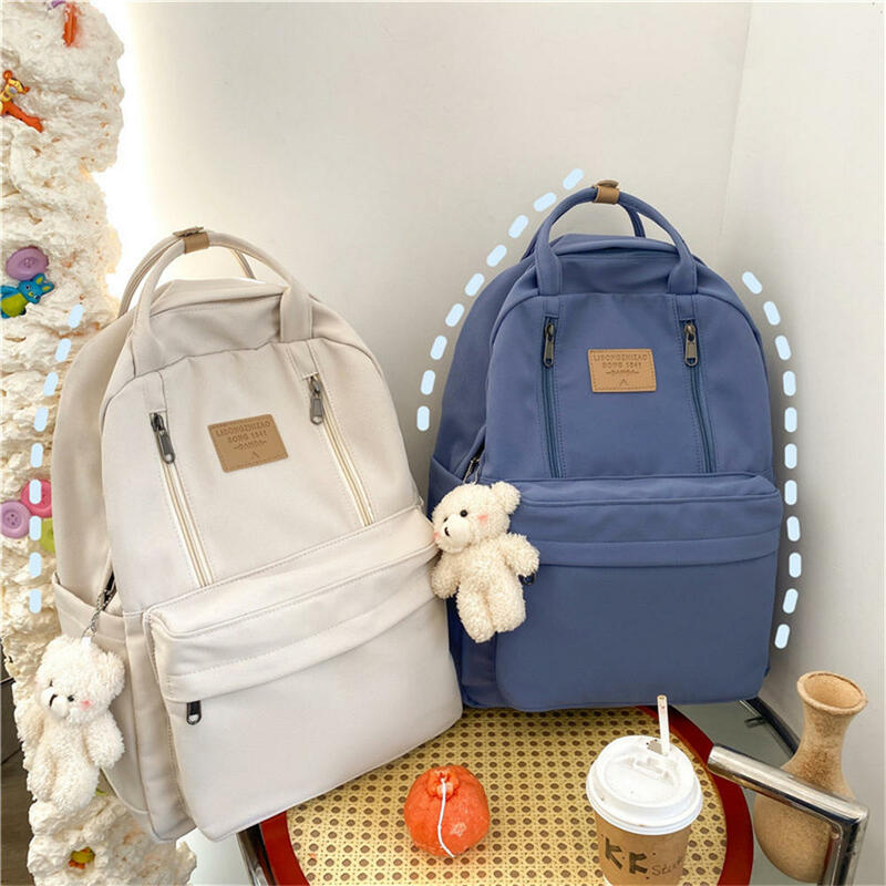 Однотонный рюкзак для девочек с двумя ручками, вместительная износостойкая сумка для школы и путешествий, школьный ранец с ручками