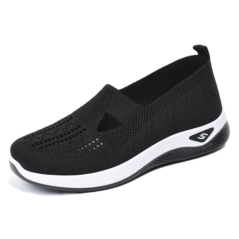 Women's New Summer Shoes Mesh Breathable Sneakers Light Slip on Flat Platform Casual Shoes Ladies Anti-slip Walking Woven Shoes