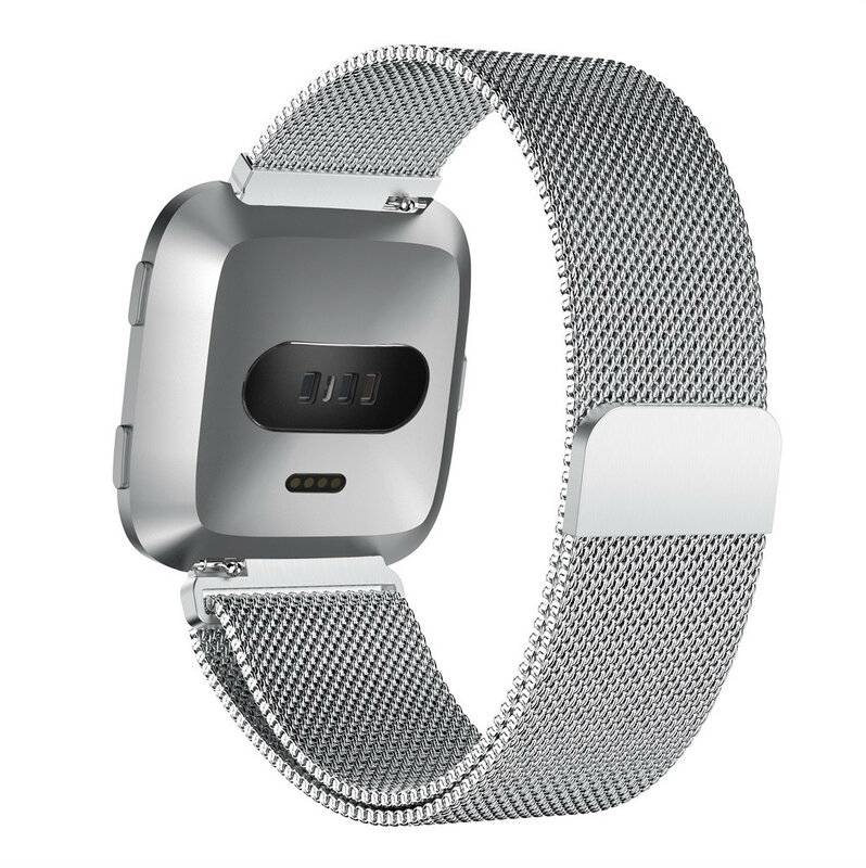 Gelang jam tangan pengganti cepat, pin Fitbit Versa 1/2 Band tali logam pergelangan tangan Milanese Loop gelang baja tahan karat Fit Bit