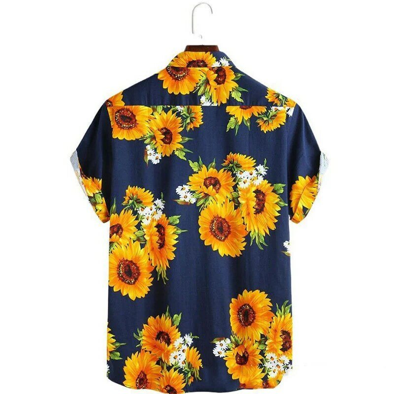 Мужская летняя рубашка с цифровым принтом, повседневная гавайская рубашка с короткими рукавами и отложным воротником, дышащая уличная одежда, 2022