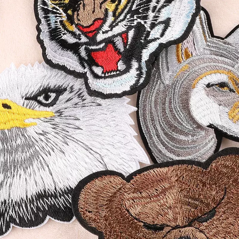 Parche bordado para manualidades, insignia termoadhesiva de Lobo, perro, águila, tigre, Animal, accesorios de tela para bolsa de hierro, nuevo