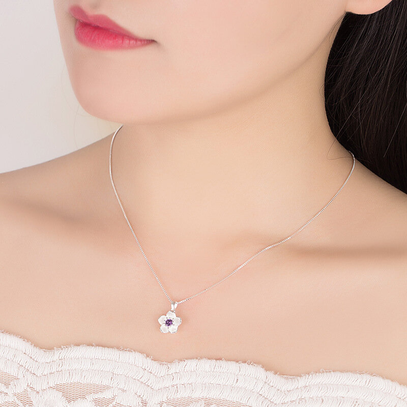 925 prata esterlina rosa roxo pêssego flor colares para mulheres luxo qualidade jóias frete grátis ofertas gaabou jóias