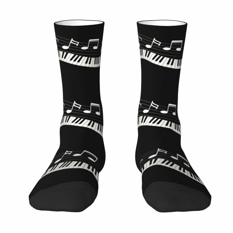 Calcetines de vestir de fantasía para hombre y mujer, medias divertidas y cálidas con notas musicales de Piano, novedad