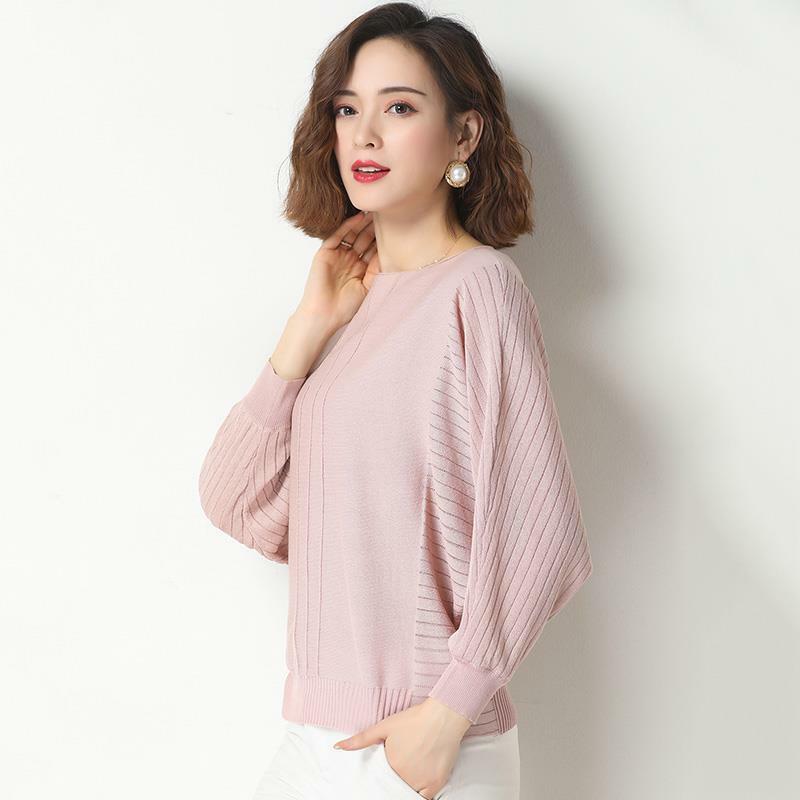 Elegant O-Neck Knitted Batwing Sleeve Sweater Women's Clothing 2024 Spring New Casual Pullovers All-match Loose Commute Tops