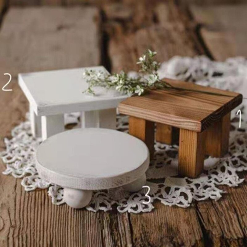 Mesa de centro pequena recém-nascida para fotos de bebê feita à mão de madeira pequena escrivaninha para chá