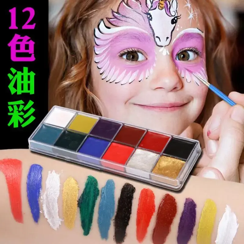 12 Color Face Body Art Painting Body Painting Drama Clown Halloween Makeup Face Christmas Halloween Party Makeup Tools