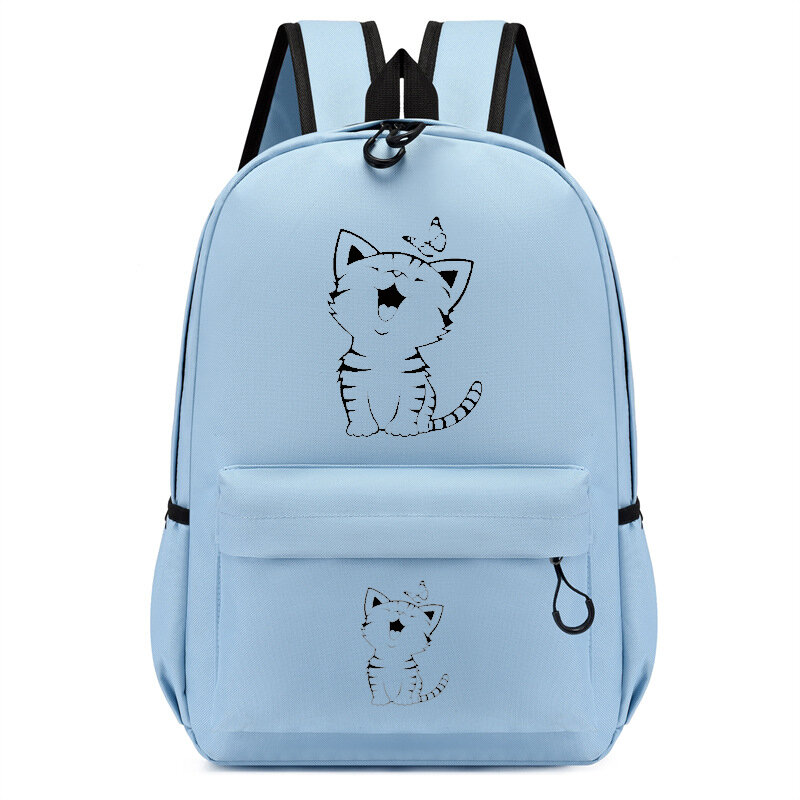 Tas punggung anak perempuan, ransel sekolah kartun kucing lucu, tas sekolah anak TK, tas buku Chibi, ransel perjalanan anak perempuan, tas punggung sekolah pelajar