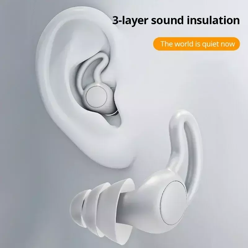Soundproof Earplugs Three Layer White Silicone Earplugs Waterproof Swimming Ear Plugs Sleep Noise Reduction Tapones Oido Ruido