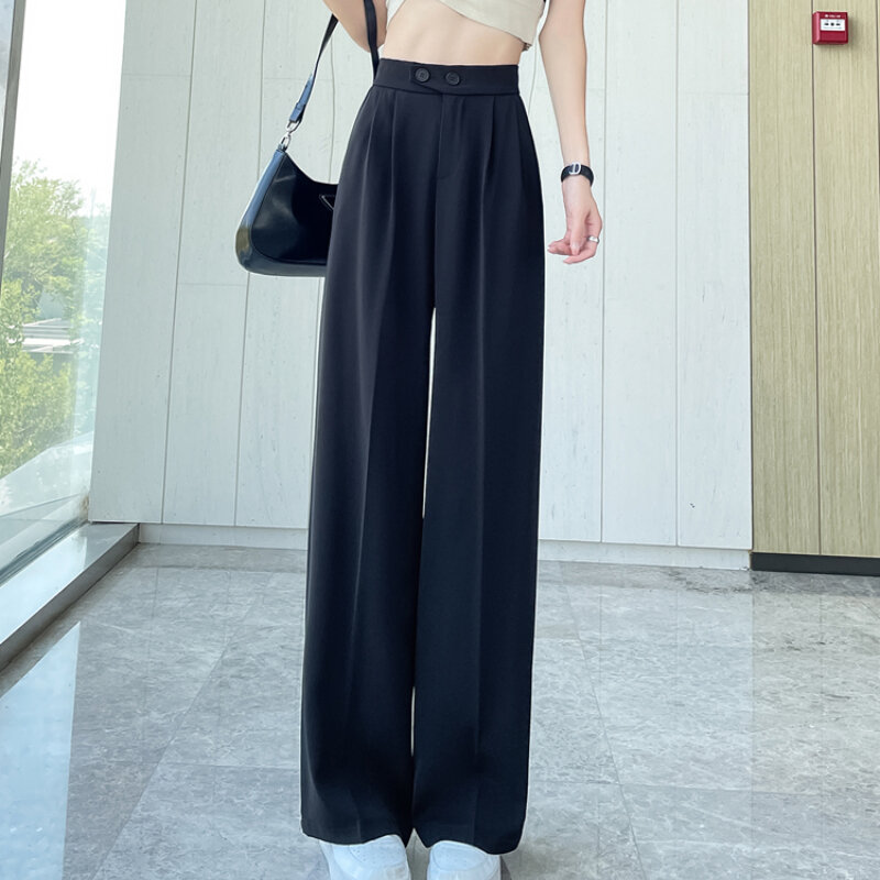 Pants Women Wide Leg Pants Spring Fashion Women's Pants Thin High Waisted Straight Casual Trousers Female Clothing Black Pants