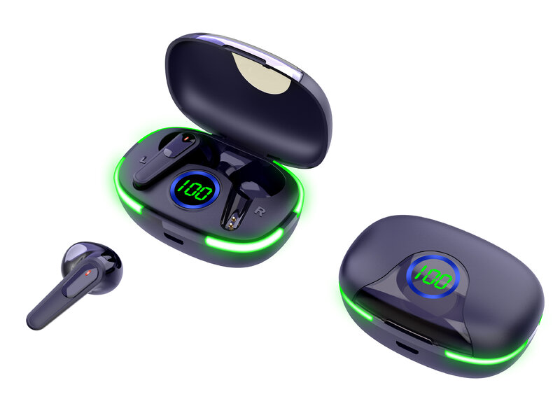 TWS ชุดหูฟังไร้สาย Bluetooth V5.1กล่องชาร์จสเตอริโอกันน้ำสำหรับกีฬาชุดหูฟังพร้อมไมโครโฟน Air Conduction