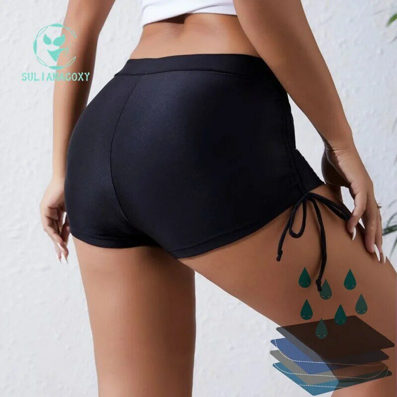 Summer Fold Period Panties Fashion Bag Hip Strap Slim-fit Elastic Fitness Sports Beach Swimming Boxers Mentrual Pants