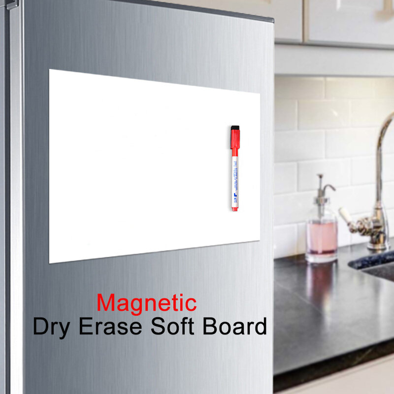 A4サイズの魔法の磁気乾式消去壁紙ホワイトボード、冷蔵庫のドアステッカー、ホームクウェンメモメッセージ手書き描画ボード