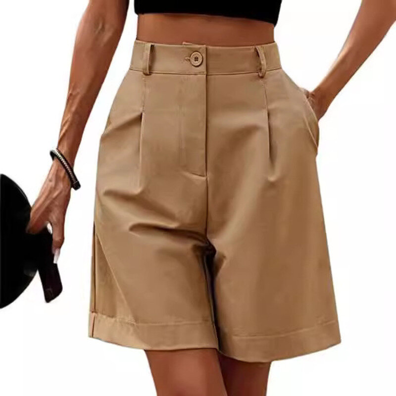 2024 nuove donne estate confortevole sottile vita alta sciolto sottile dritto Casual pantaloni centrali gamba larga Capris pantaloncini da spiaggia