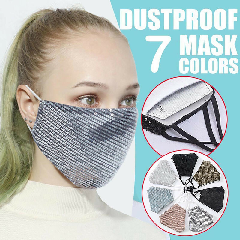 Outdoor-Mund maske wasch bar Wieder verwendung austauschbare Pailletten Persönliche Schutz maske Druck freie Gesichts masken für Langzeit bekleidung 마스크