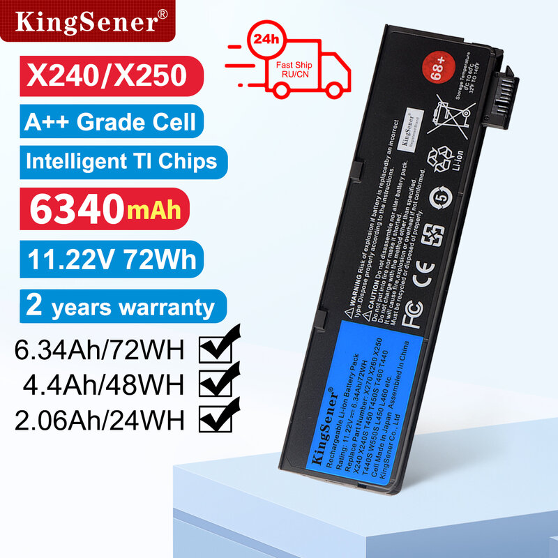 KingSener-Batterie pour ordinateur portable, pour Lenovo ThinkSub X270 X260 X240 XKamps X250 T450 T470P T440S K2450 Wcape S 45N1136 45N1738 68 +