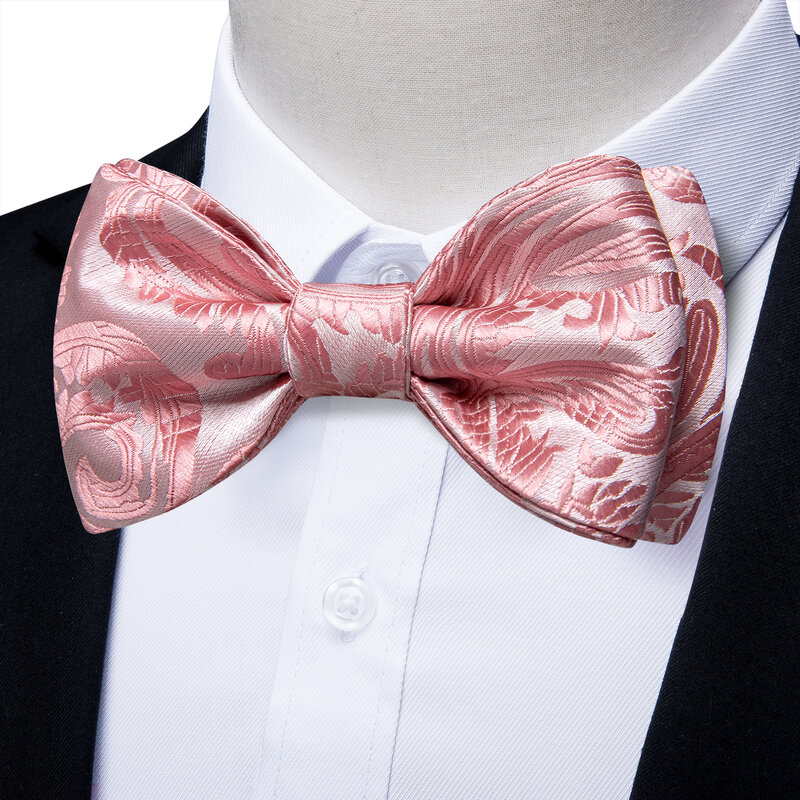 Wiązanie kokardowe krawaty dla mężczyzn regulowany 100% żakardowy jedwabny jednolita, różowa męska klasyczna wesele Bowknot Butterfly DiBanGu