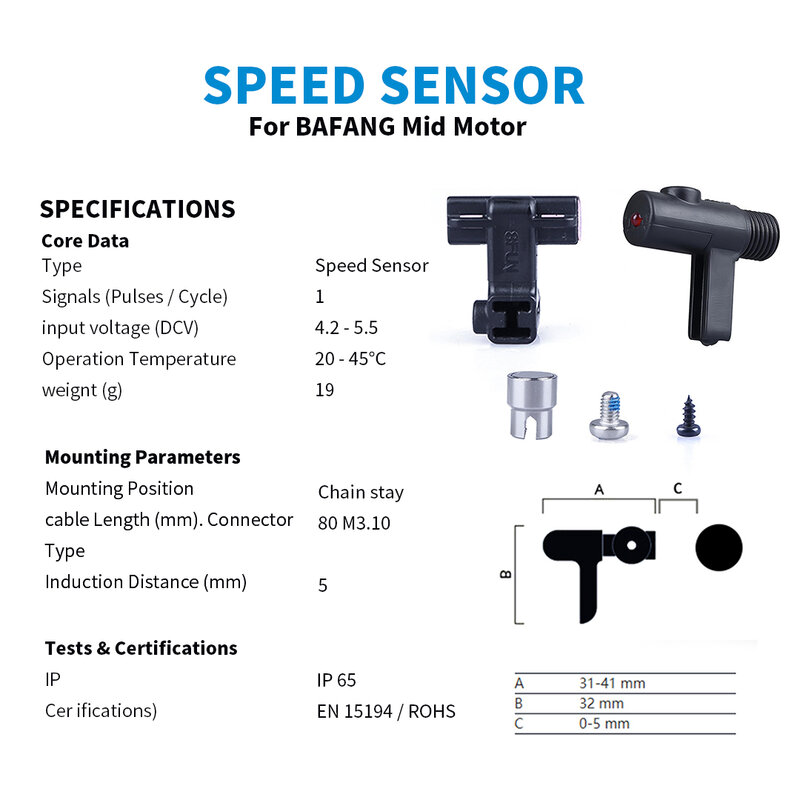 Bafang Sensor kecepatan BBS01B BBS02B BBSHD Motor EBike Bafang Speedometer untuk Motor Drive Tengah dan Hub suku cadang sepeda
