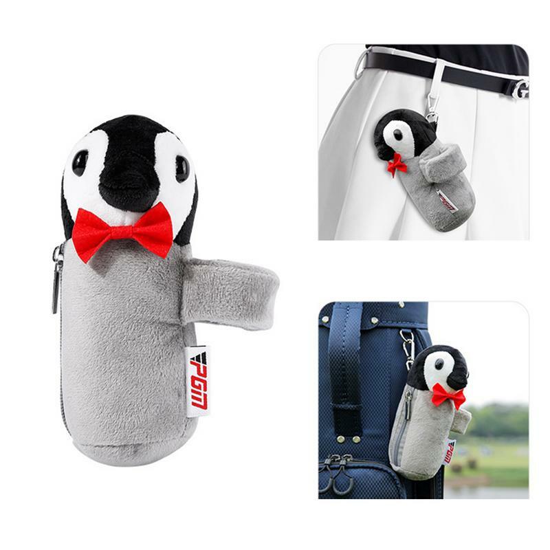 Golf Valuables Pouch Penguin-Shaped Zippered Valuables Bag Golf Mini Pouch Organizer Valuables Holder Durable Golf Pocket Cute