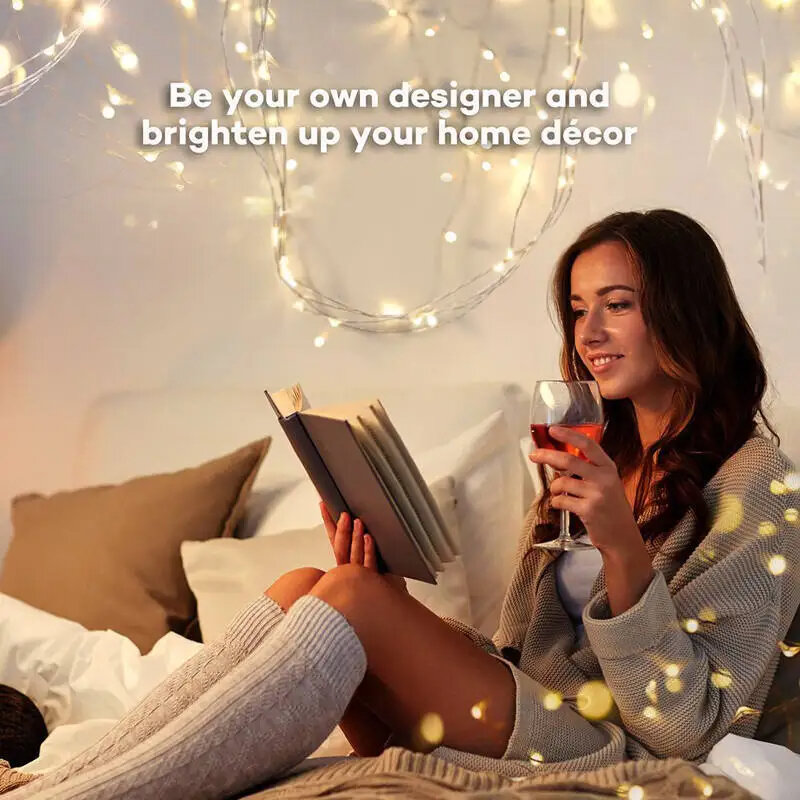 Lampu setrip LED bertenaga baterai AA, lampu untai peri hangat 5M 10M untuk pesta dalam ruangan pernikahan taman liburan Natal