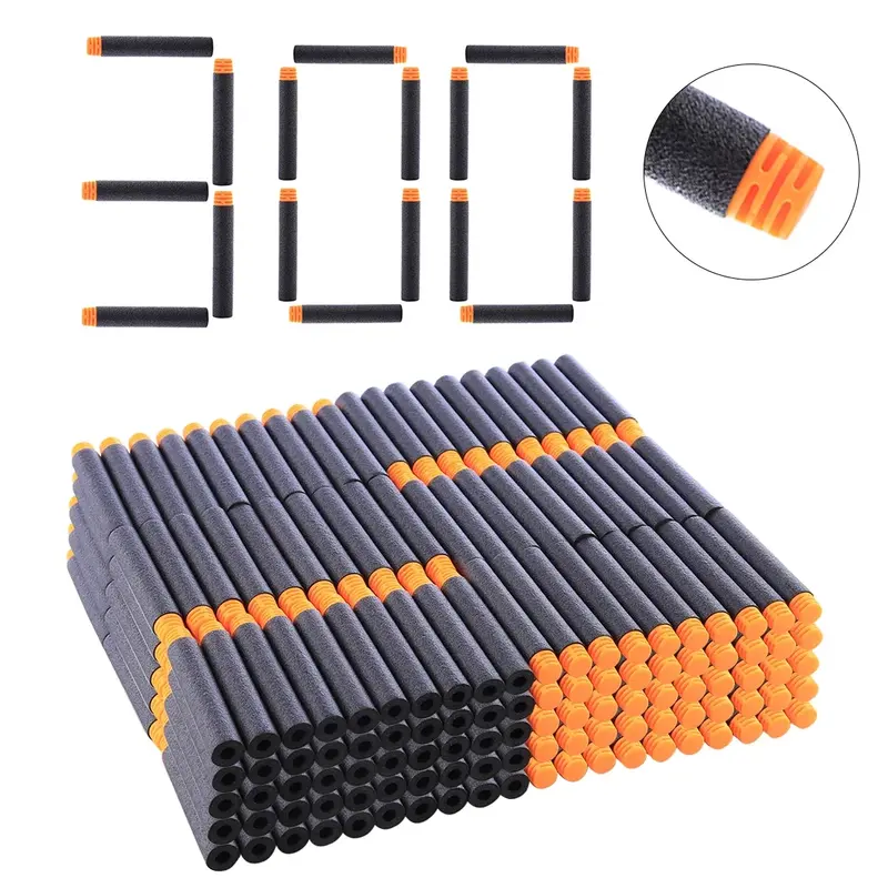 300Pcs Hollow Foam High Buffered Soft Bullet Flat Head Soft Darts testa arancione + spugna nera