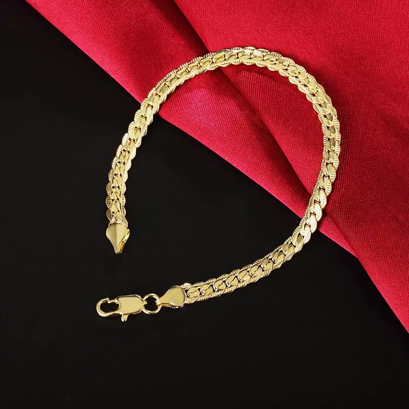 Personalisasi Wanita Pria Perak 925 berlapis 5mm rantai ular emas 925 berlapis gelang mode perhiasan hadiah Natal