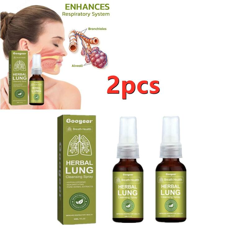 2X Googeer Herbal Lung Cleansing Spray Breath Detox Herbal Lung Cleanse Spray, Herbal Lung Cleanse Mist - Powerful Lung Support