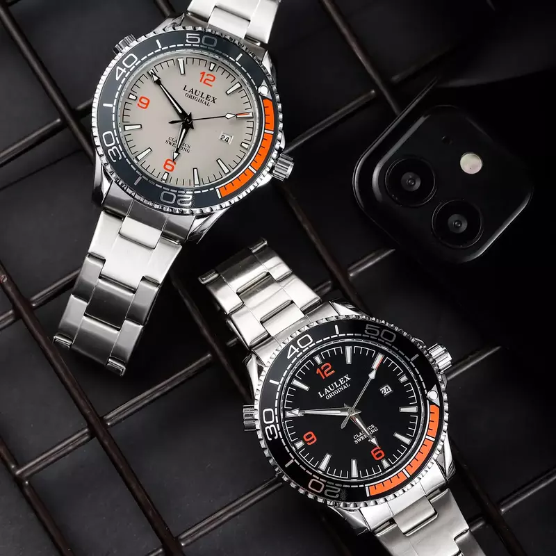 Lautix Luxo Genuine Haima Series Watch Case, Totalmente automático, Segunda varrição Importado, Movimento Quartz, Calendário