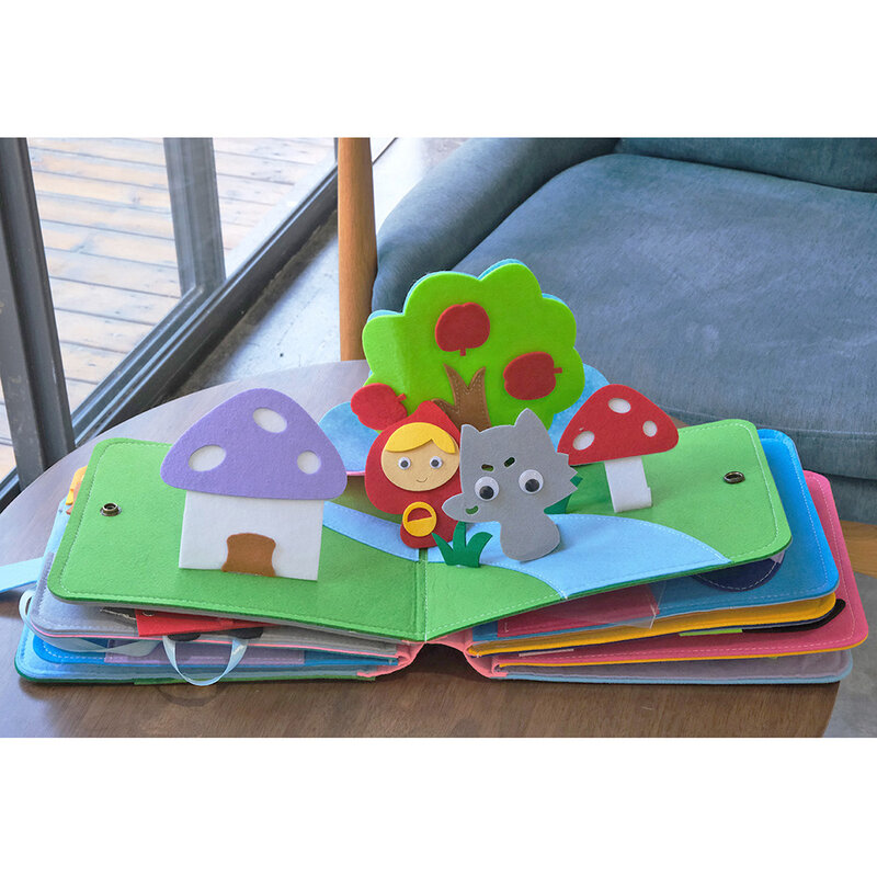 Libro de tela Montessori para bebé, tablero ocupado, aprendizaje de habilidades básicas para la vida, juguetes educativos, entrenamiento cognitivo, libro de fieltro
