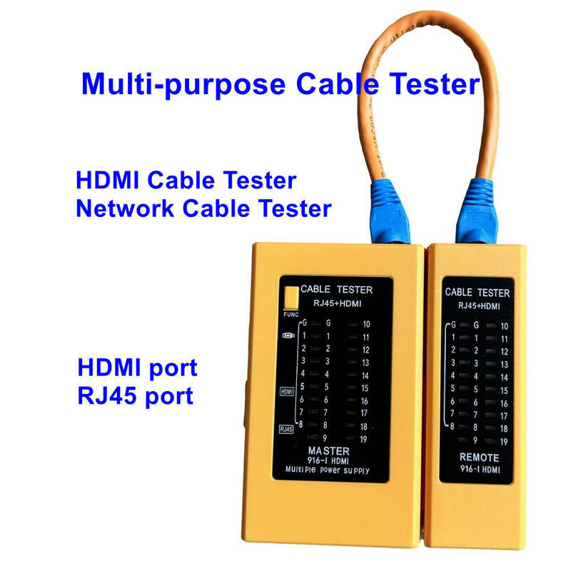 Testador de Cabo HDMI e Testador de Cabo de Rede - Dispositivo de Teste Multifuncional para Monitor HD e Conectividade Ethernet