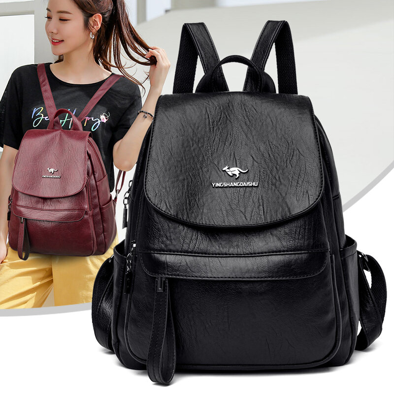 Mochilas de couro feminino do vintage sacos de ombro casual daypack viagem bagpack mochilas escolares para meninas sac a dos