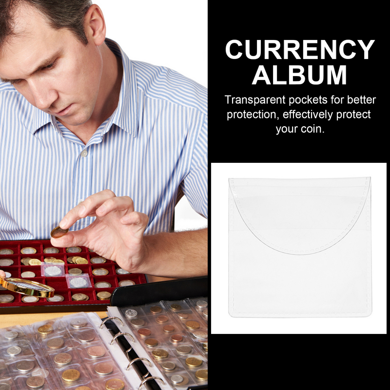 Bolsa de colección transparente, insignia de PVC, almacenamiento de monedas, bolsas protectoras transparentes, embalaje de dinero, 40 piezas
