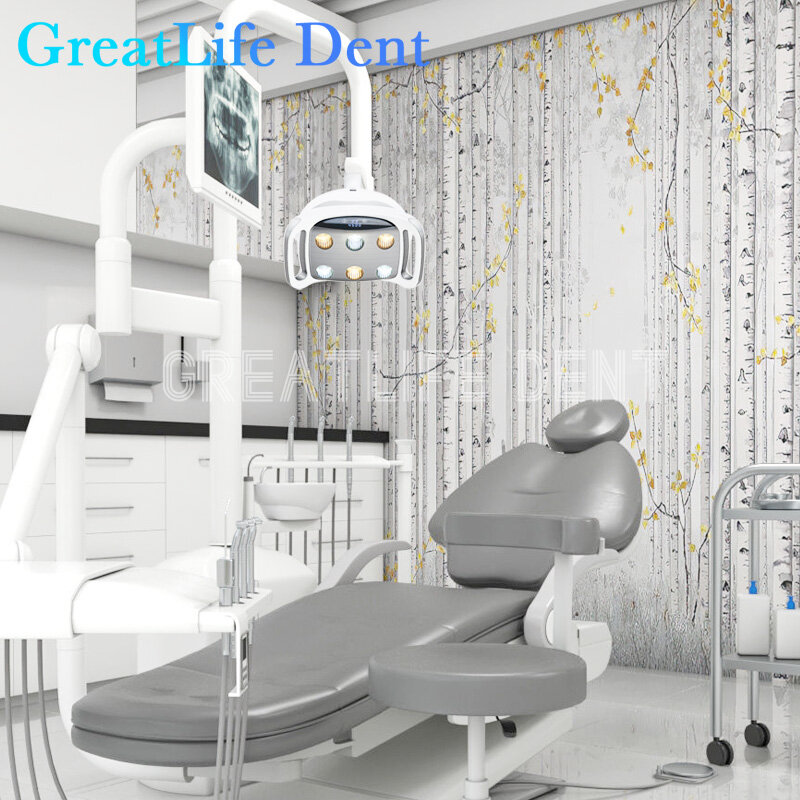 Unidade de cadeira odontológica GreatLife-Dent, 6LED, novo design, operação Shadowless, 9W, 30000lux, 6 contas de luz, operacional, luz LED cirúrgica