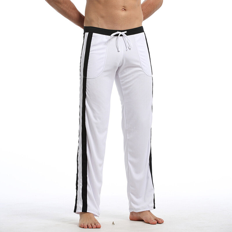 Pantalon de survêtement respirant à séchage rapide pour hommes, pyjama de sport actif, jogging à rayures latérales, pantalon d'extérieur, vêtements de gym, fjSports