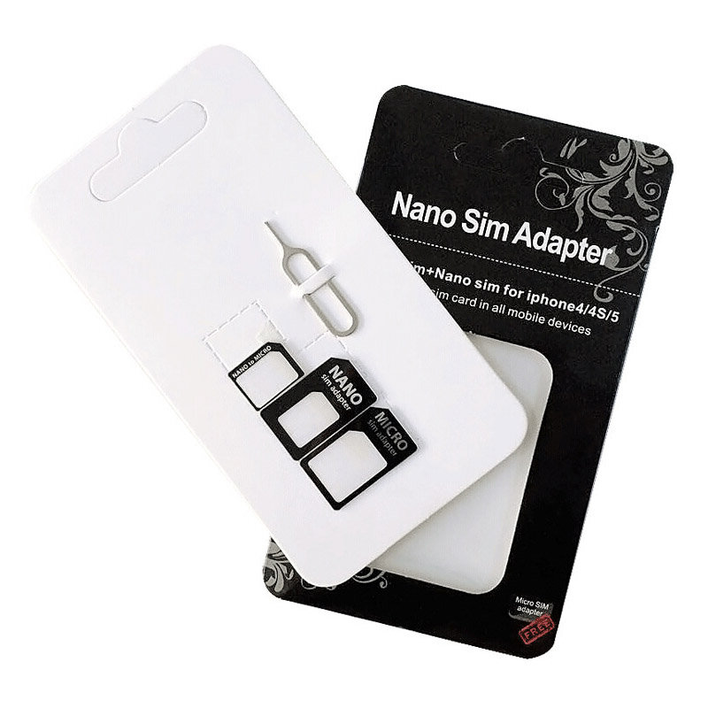 Simkaart Adapter Nano Micro-Standaard 4 In 1 Converter Kit Met Stalen Bak Uitwerppen