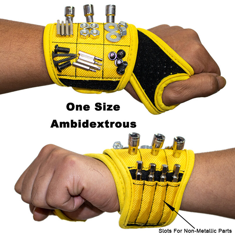 Hoge Kwaliteit 9 Magnetische Duim Winding Wrist Band Tool Opslag Riem Metalen Fitting Adsorptie Elektricien Sterke Pols Riem