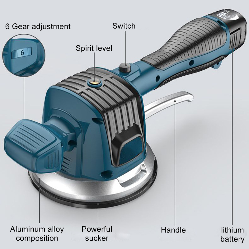 Портативный вибратор для плитки, присоска, машина для укладки плитки, регулируемый автоматический вибратор для пола, инструмент для выравнивания плитки с батареей