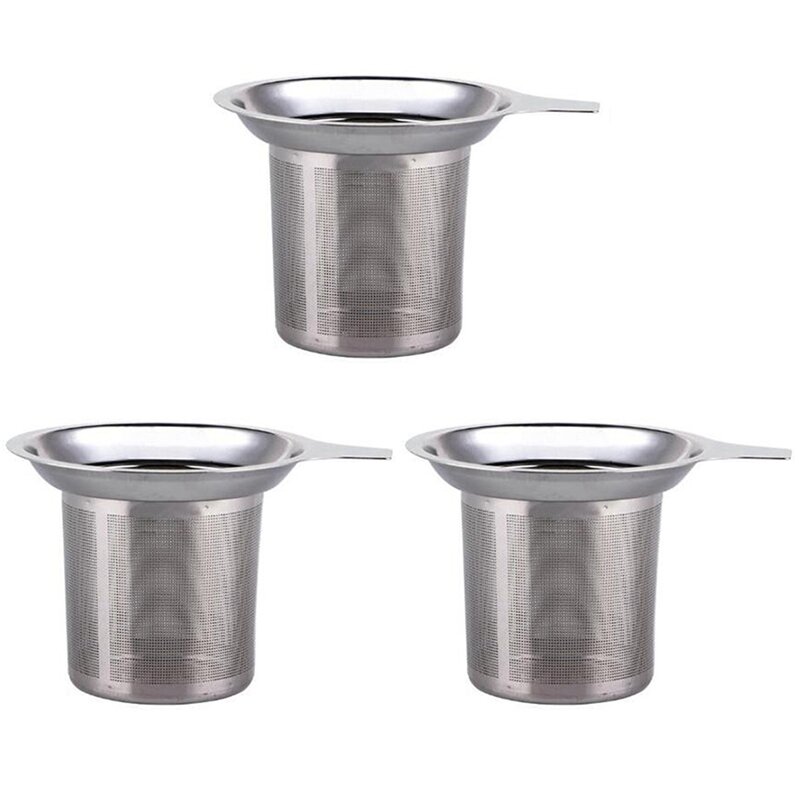 3X jaring baja tahan karat dapat digunakan kembali saringan teh teh teko teh daun teh Spice Filter perlengkapan minum aksesoris dapur