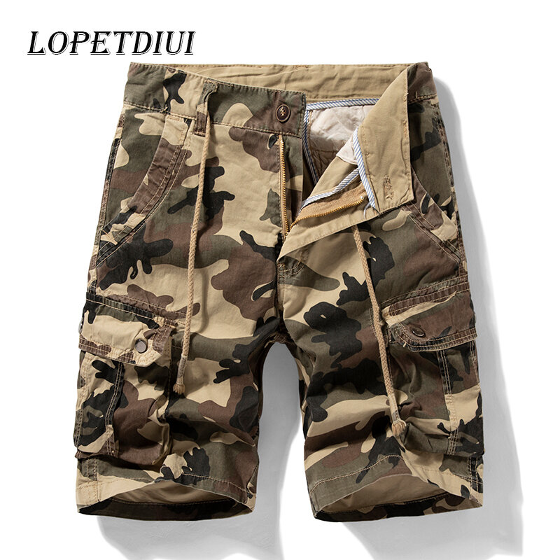Pantalones cortos de camuflaje para hombre, Shorts Cargo de algodón, tácticos, militares, con múltiples bolsillos, para verano, novedad de 2023