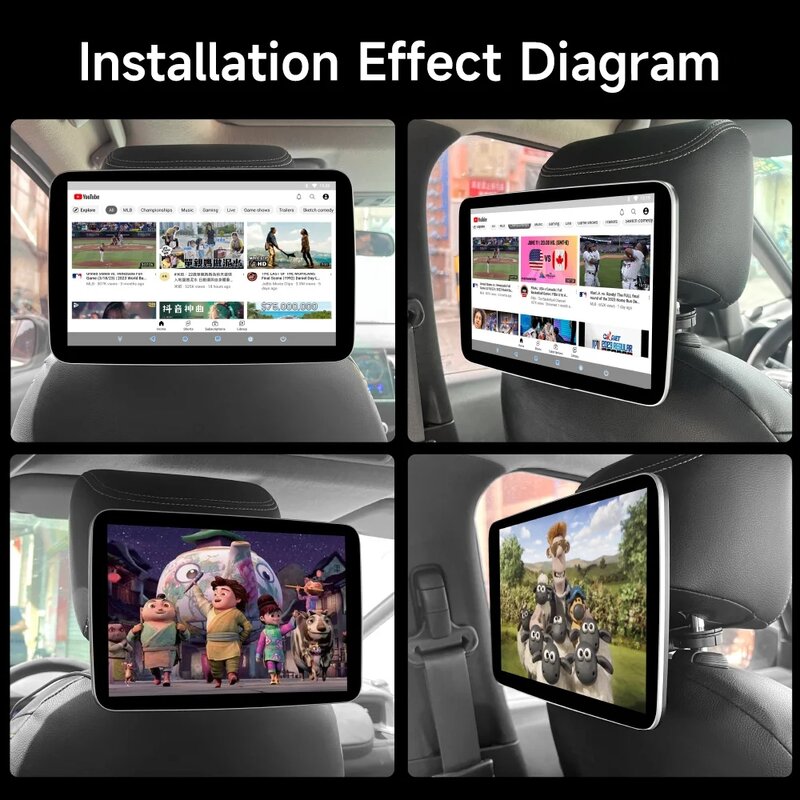 شاشة عرض جديدة لمسند الرأس IPS أندرويد تابلت شاشة تعمل باللمس لمشغل المقعد الخلفي للسيارة فيديو موسيقى بلوتوث AirPlay HDMI