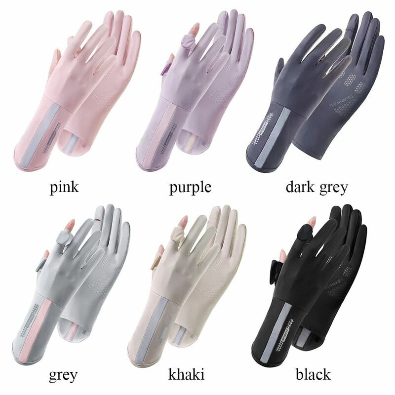 Солнцезащитные перчатки средней длины, модные тонкие солнцезащитные перчатки из вискозы, эластичные нескользящие перчатки для езды на велосипеде, для женщин и девочек