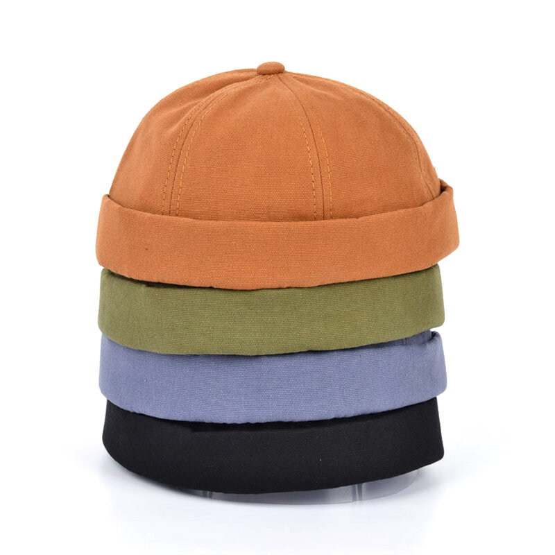 Bocca – casquette Docker Vintage, chapeau sans bord, en coton, rétro, couleur unie, ajustable, mode Hip Hop, été, automne et printemps