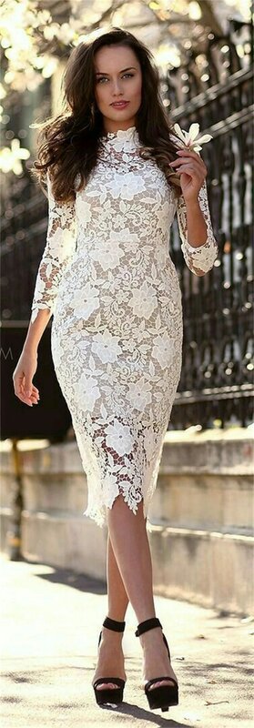White Elegant Lace Party Dress For Women 2024 Long Sleeve Hollow Out Female Clothing Temperament Lady Short Evening Prom Dresses