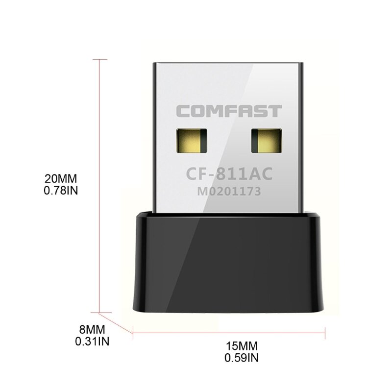 USB Wifi 650Mbps WU811AC Card Mạng Không Dây CF-811AC Anten Thu Wifi LAN Phát Wifi 2 Băng Tần 2.4 + 5GHz P9JD