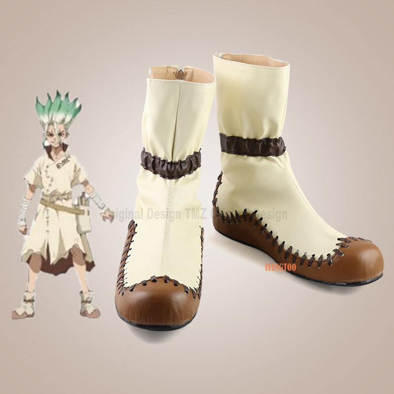 Dr.Stone-personajes de Anime, zapatos de Cosplay, botas, utilería