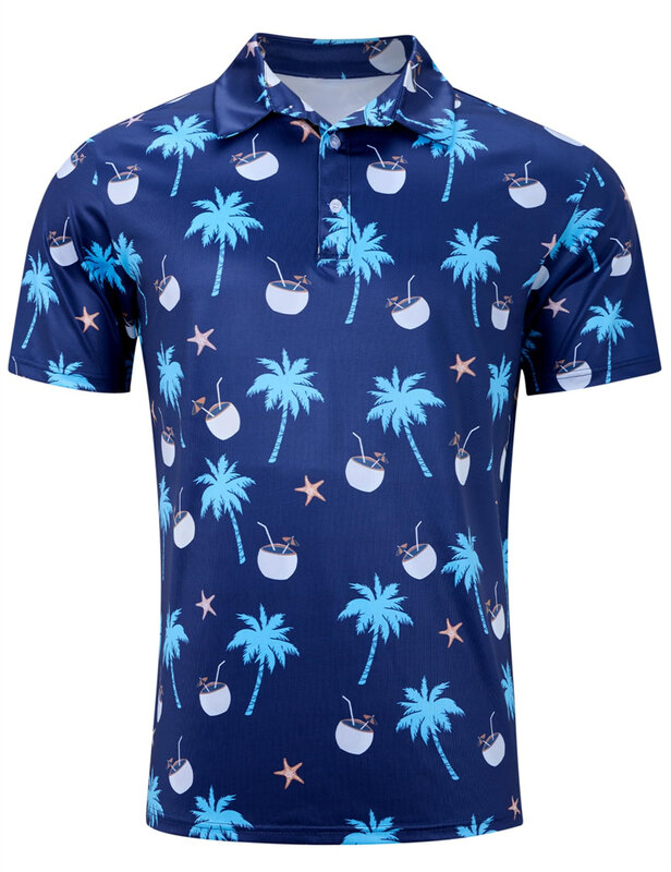 Polos divertidos con estampado 3d Hawaiano para hombres y mujeres, camisa con botones gráficos de plantas, camisetas de manga corta de verano, ropa de trabajo Y2k de calle